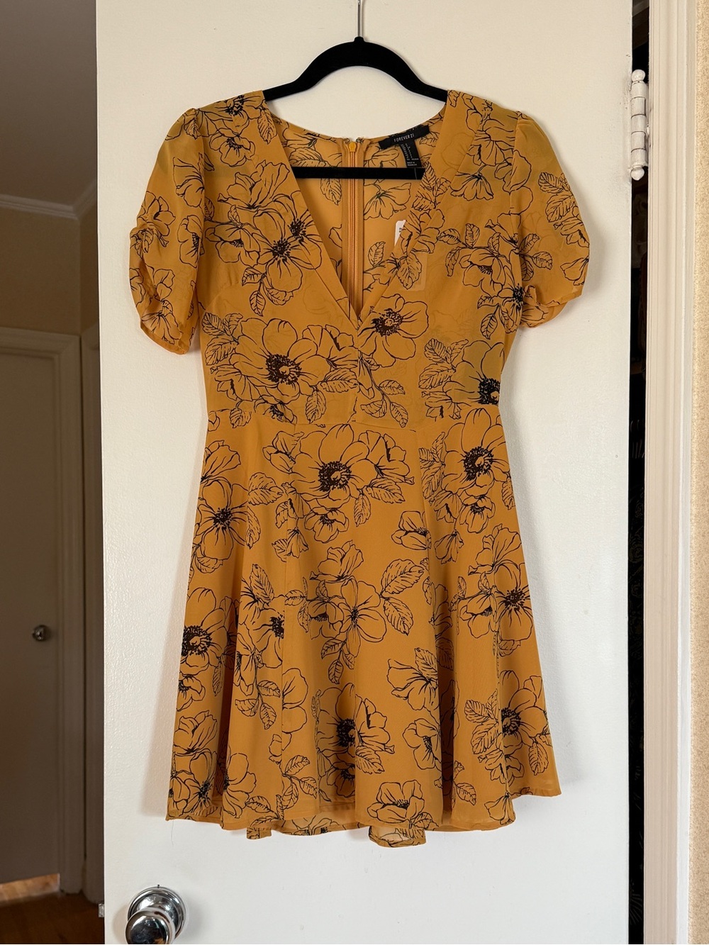 NWT Mustard Yellow Floral Print Dress | size small